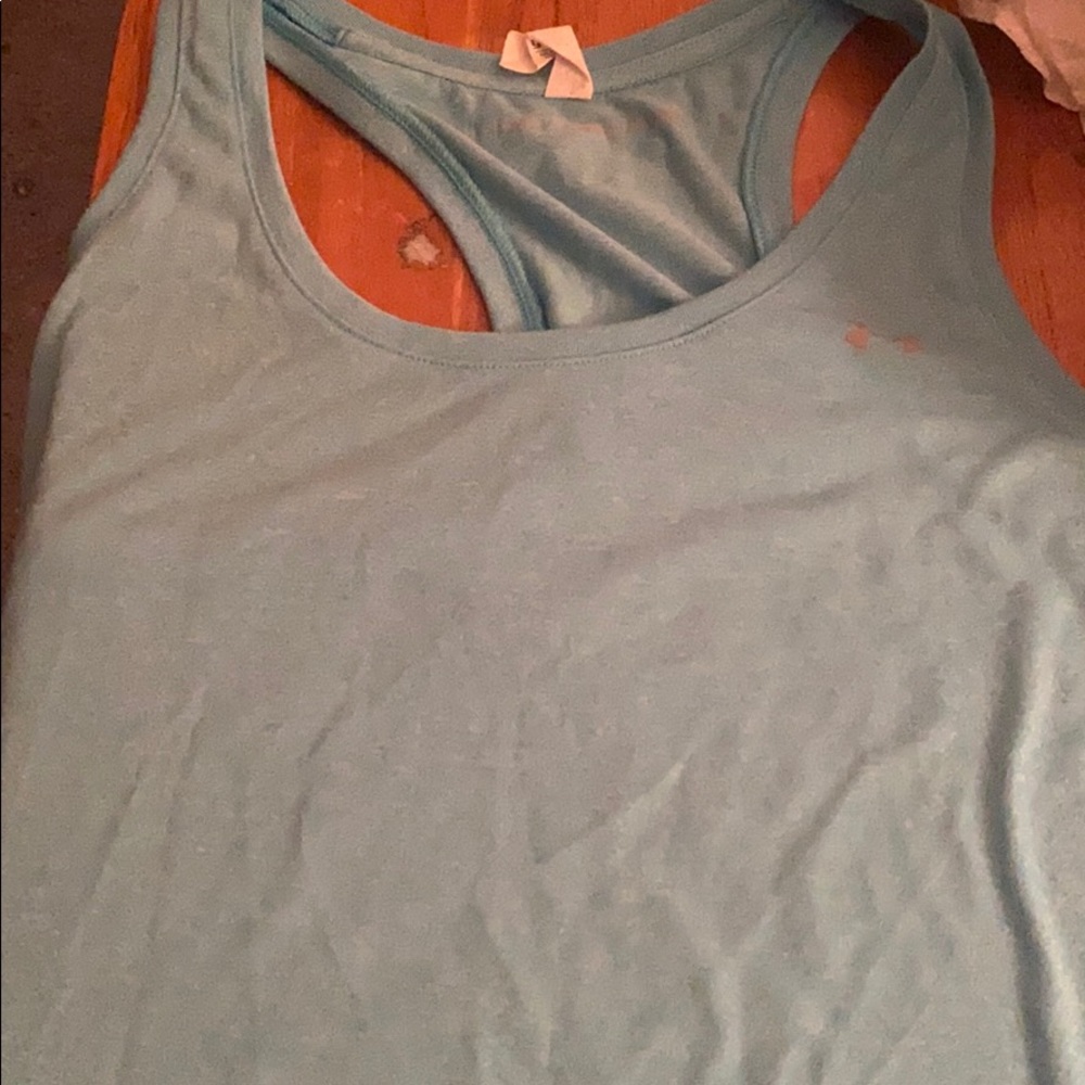 Light blue under armor tank top.
